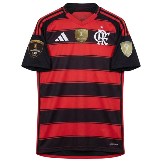 Camisa Flamengo I 2025 Torcedor Adidas Masculina - Vermelho+Preto