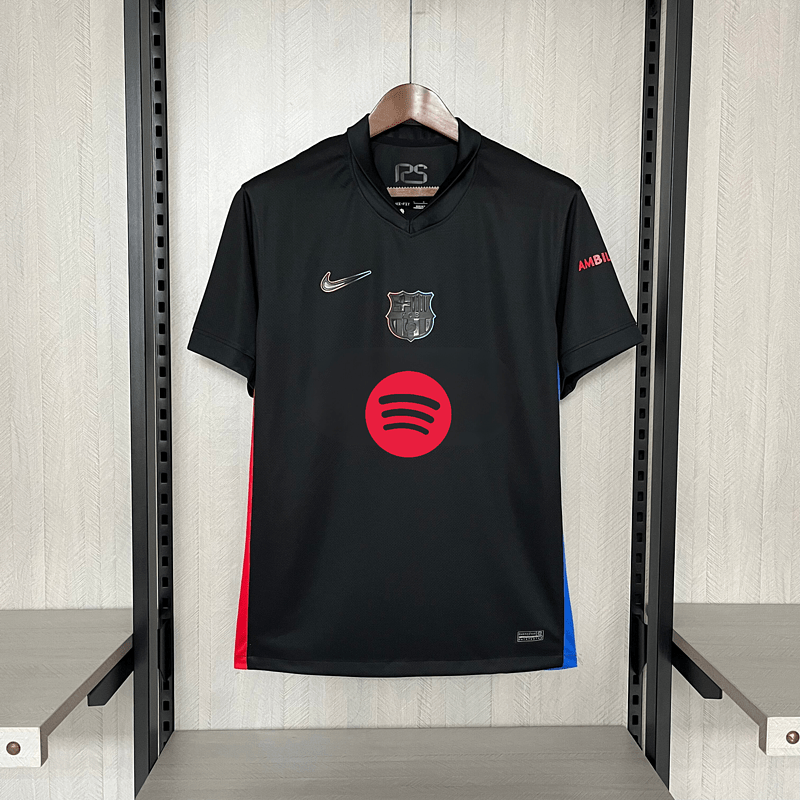 Camisa Barcelona II 24/25 Fora Preta (Logo Spotify)