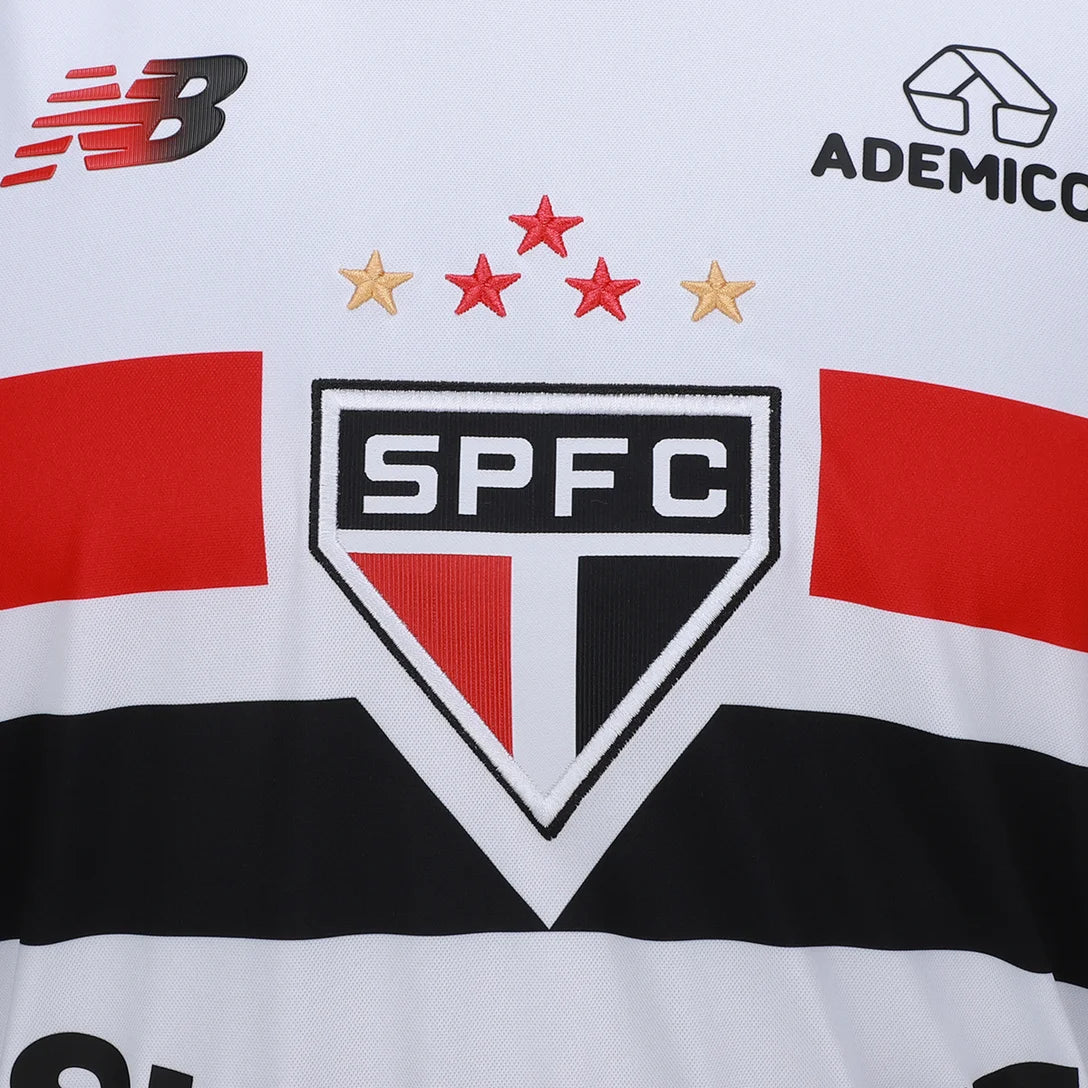 Camisa São Paulo I 2026/27 Jogador New Balance Masculina - Branco+Vermelho